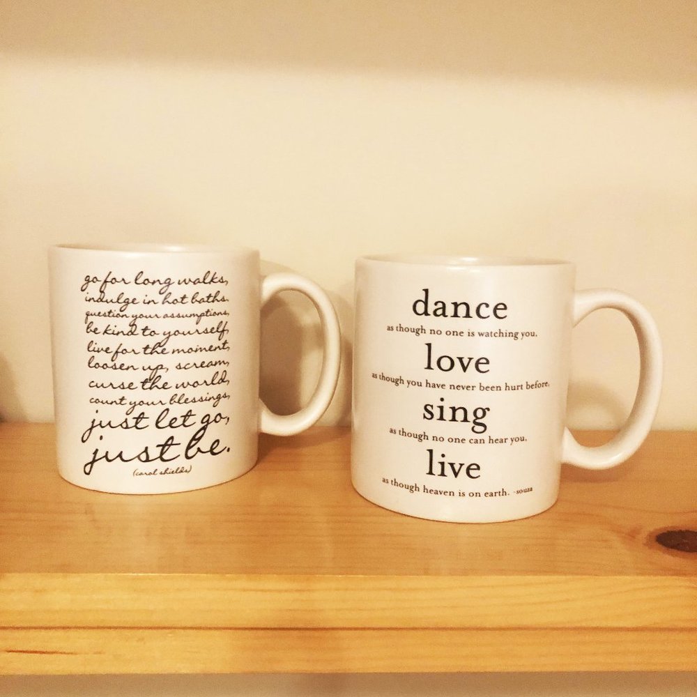 Inspirational Quotable Poetry Mugs - Set of 2 / Natural Life Mugs